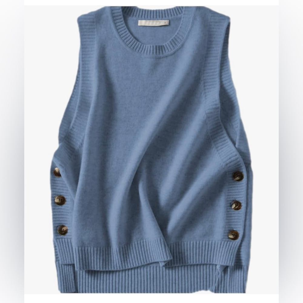 NET BLUE SWEATER VEST-S - Picture 2 of 13